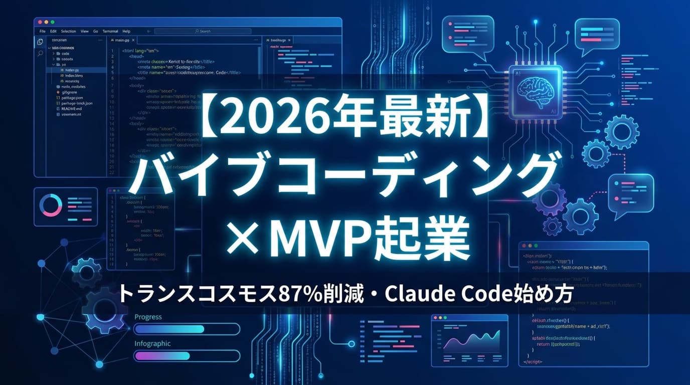 【2026年最新】バイブコーディングでMVPを作る個人起業ガイド|トランスコスモス87%削減事例