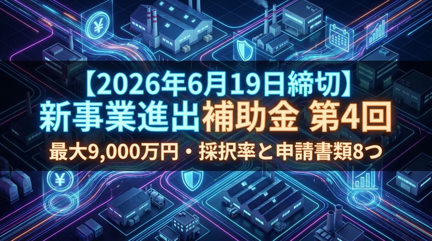 【2026年6月19日締切】新事業進出補助金 第4回公募ガイド|最大9,000万円・採択率と書類8つ